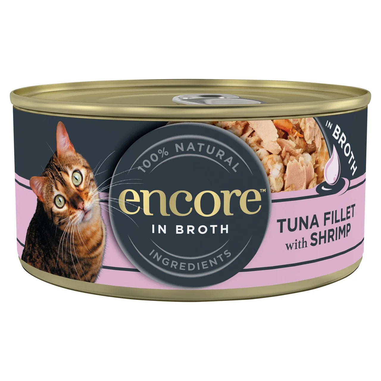 Encore Natural Wet Cat Food Tin Tuna Fillet with Shrimp in Broth 70g
