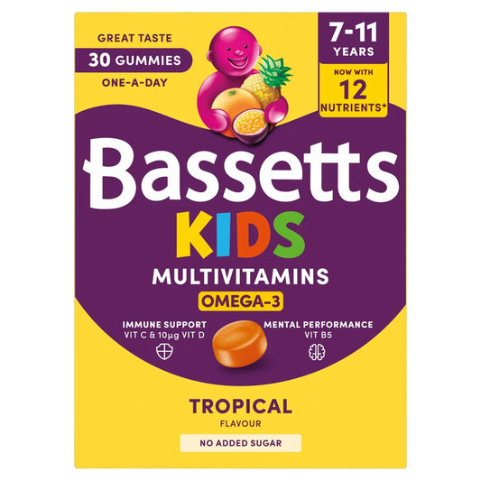 Bassetts Tropical Omega 3 & Multivitamins 7-11yrs , 30 per pack