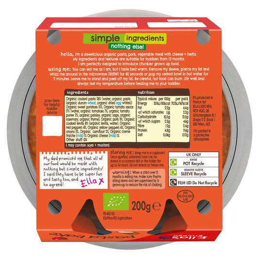 Ella's Kitchen Pork & Peppers Pasta Bake Tray 12+ Months 200g