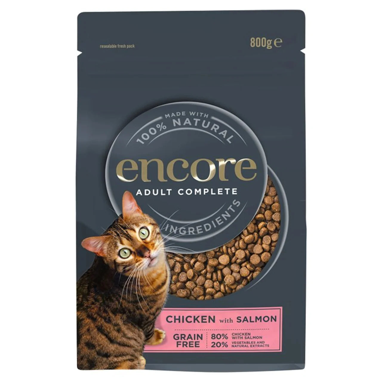 Encore Natural Adut Dry Cat Food Chicken with Salmon Grain Free 800g