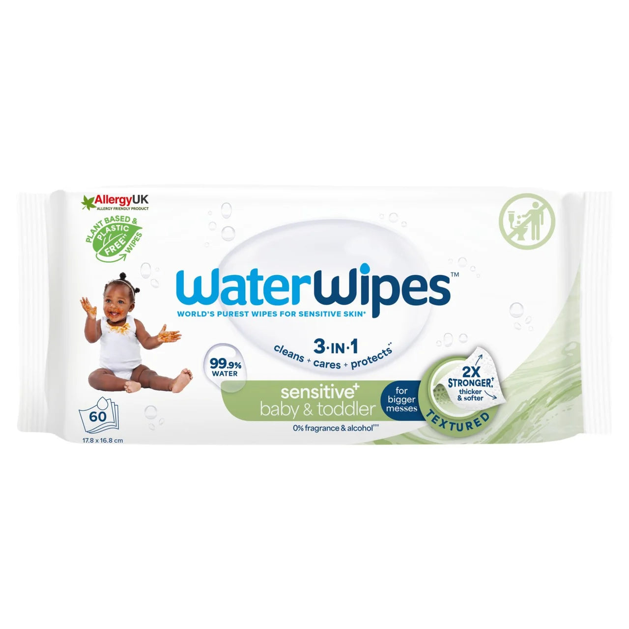 WaterWipes Baby Wipes Sensitive Weaning Plastic Free Wipes 60 Wipes