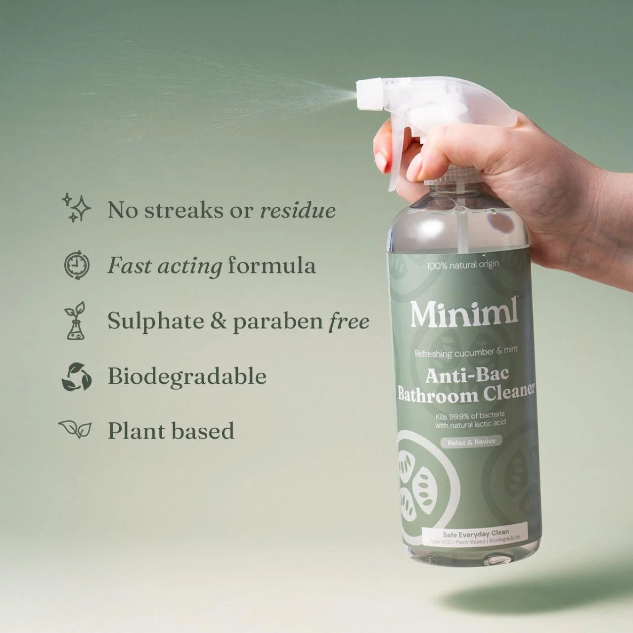 Miniml Cucumber & Mint Anti-Bac Bathroom Cleaner Spray 750ml