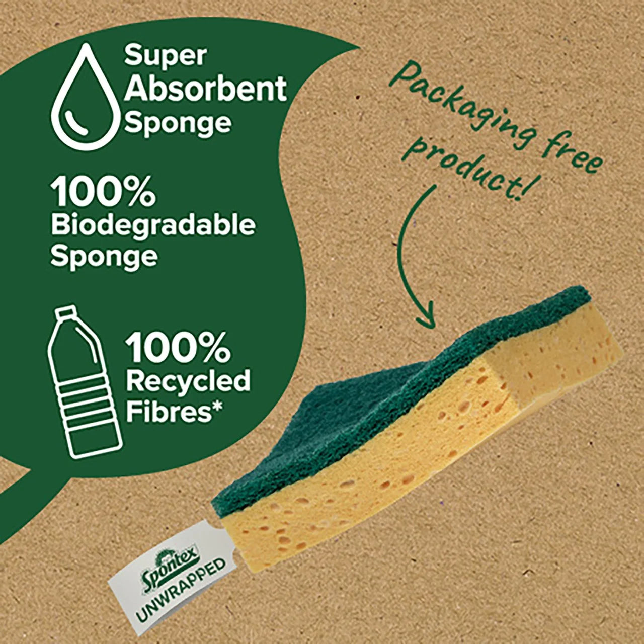 Spontex Biodegradable Unwrapped Sponge Scourer