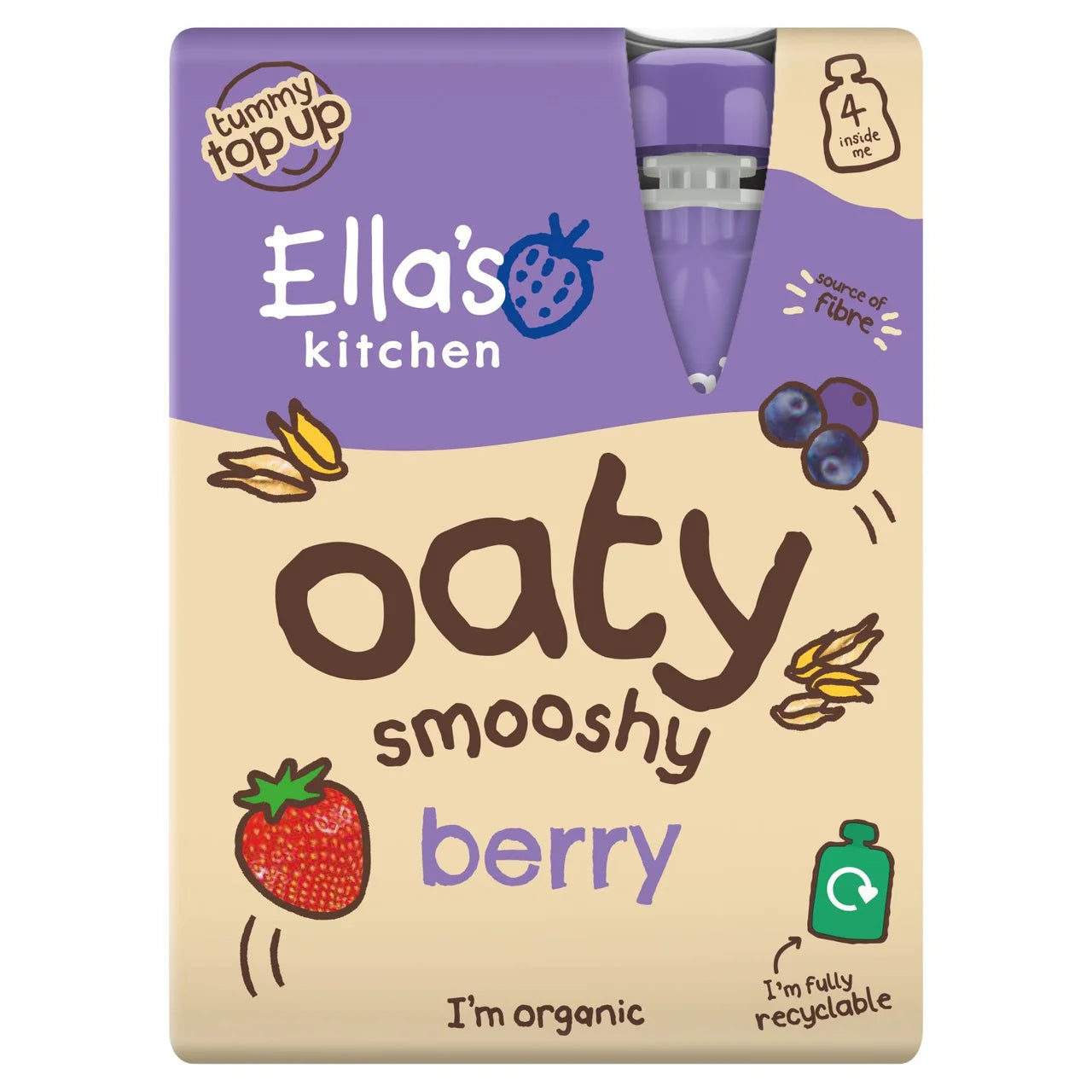 Ella's Kitchen Oaty Berry Smoothie Baby Pouch 12+ Months 4 x 90g