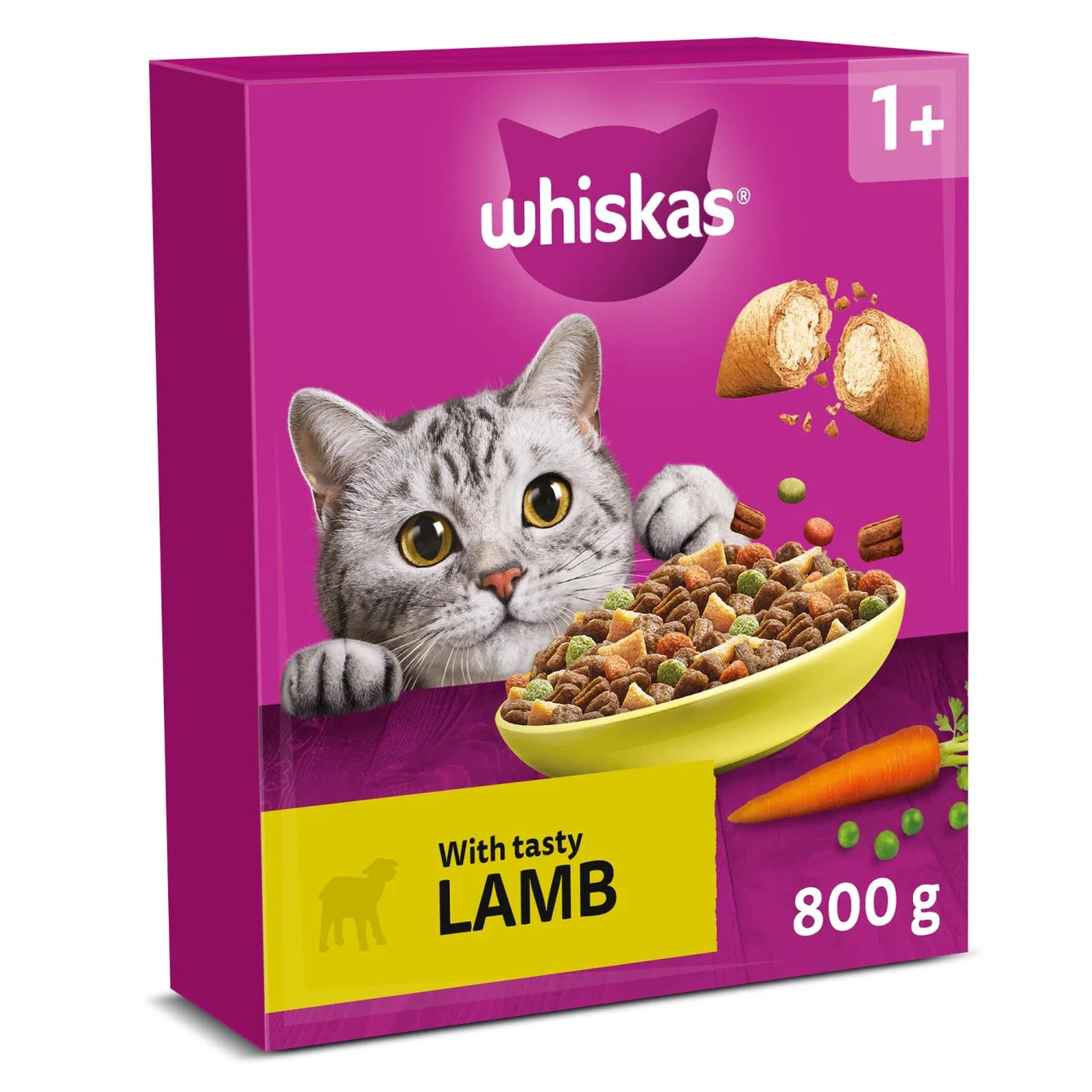 Whiskas 1+ Adult Dry Cat Food with Lamb 800g