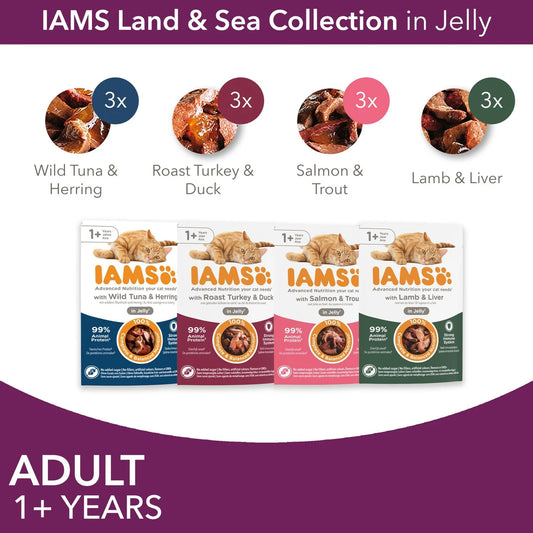 Iams Delights Adult Land & Sea Collection in Jelly Multipack 12 x 85g