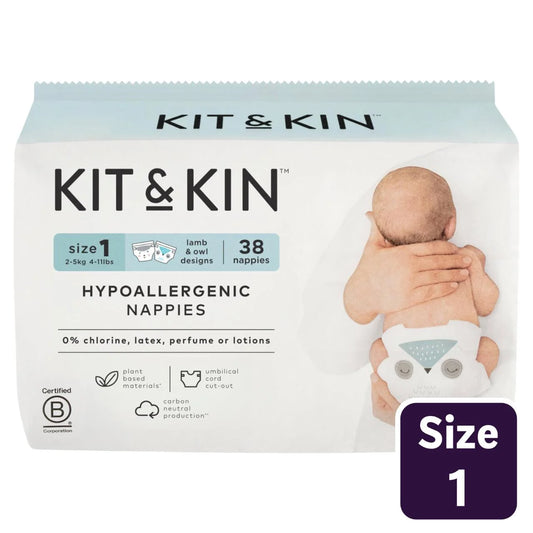 Kit & Kin Hypoallergenic Nappies Size 1 (2-5kg) 38 per pack