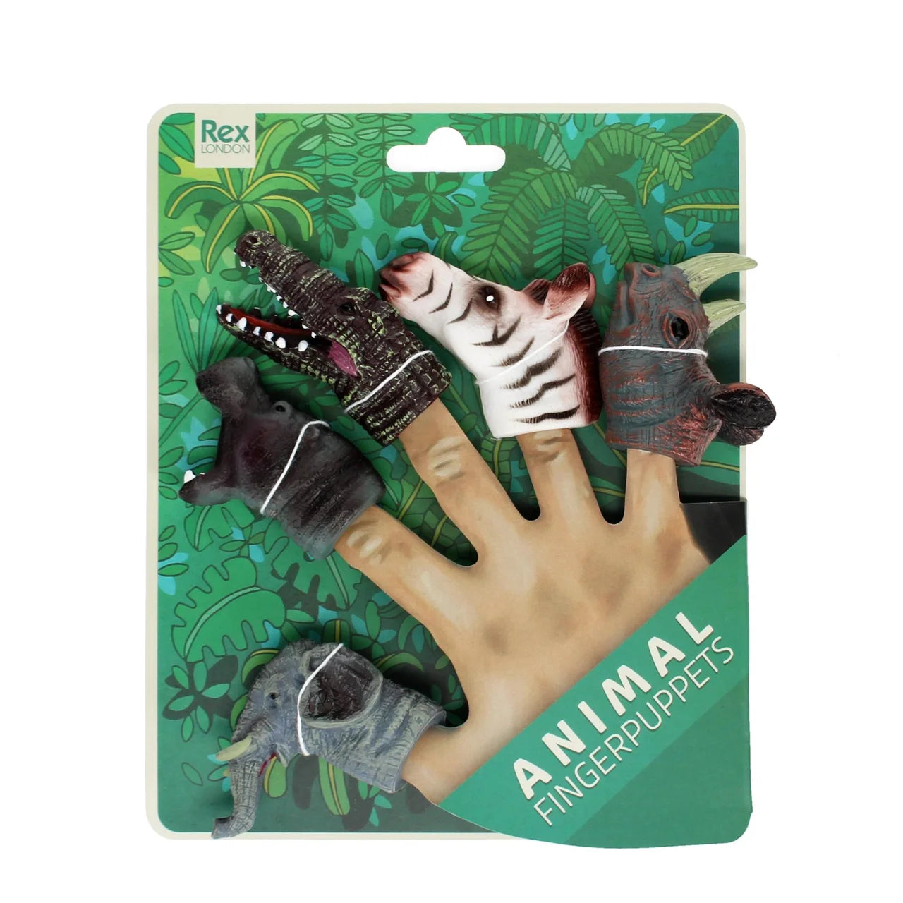 Rex London Safari Animal Finger Puppets 5 per pack