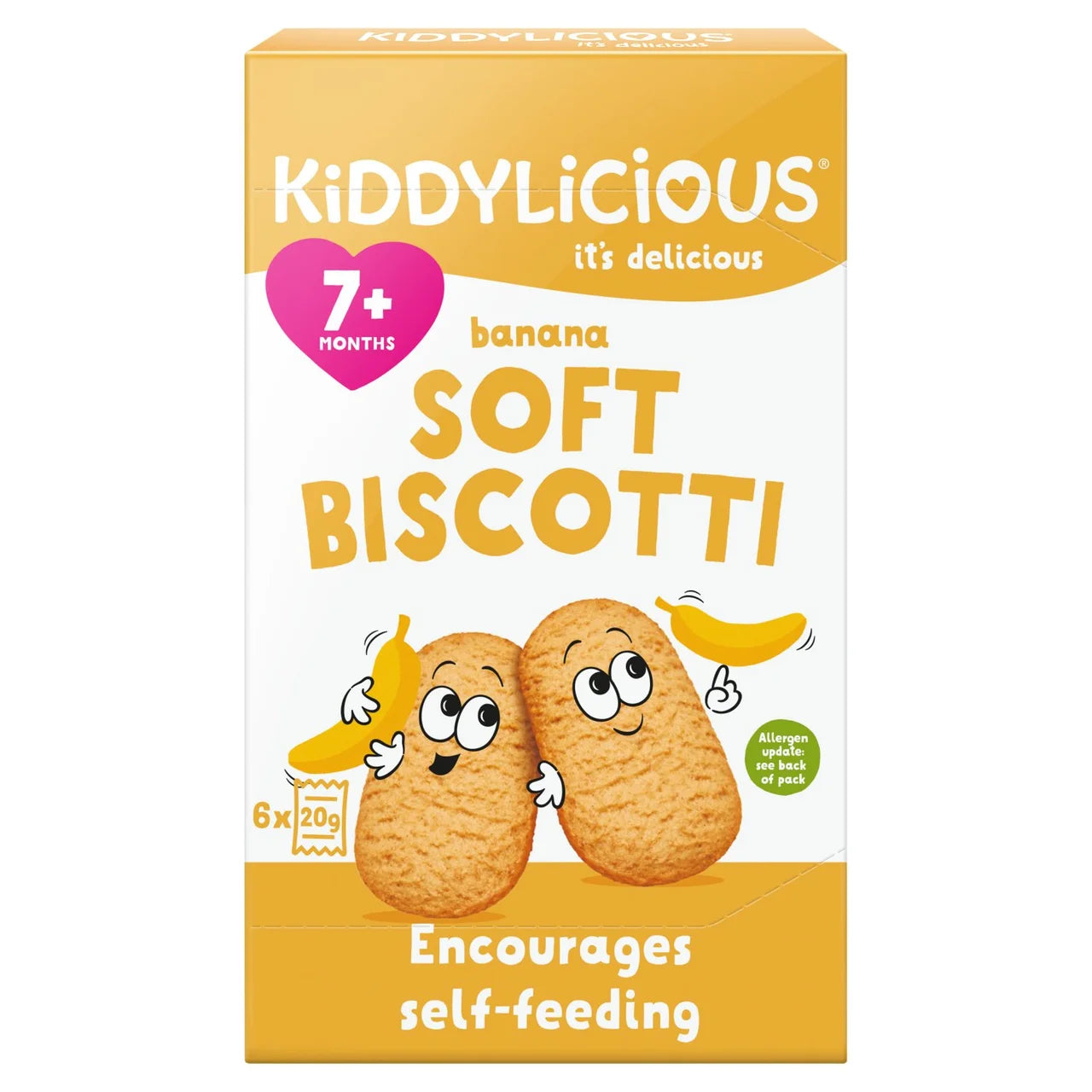 Kiddylicious Banana Soft Biscotti Baby Snacks Multi 6 x 20g