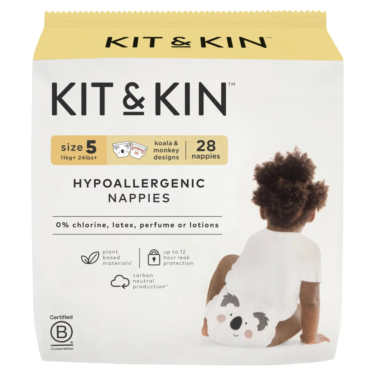 Kit & Kin Hypoallergenic Nappies Size 5 (11+kg) 28 per pack