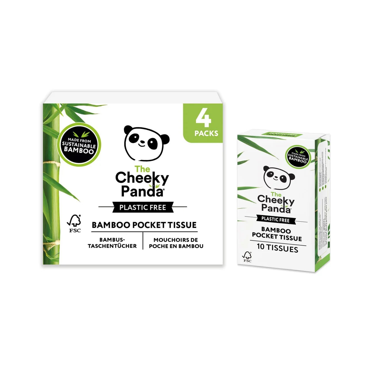 The Cheeky Panda Bamboo Plastic Free Pocket Tissues 4 x 10 per pack