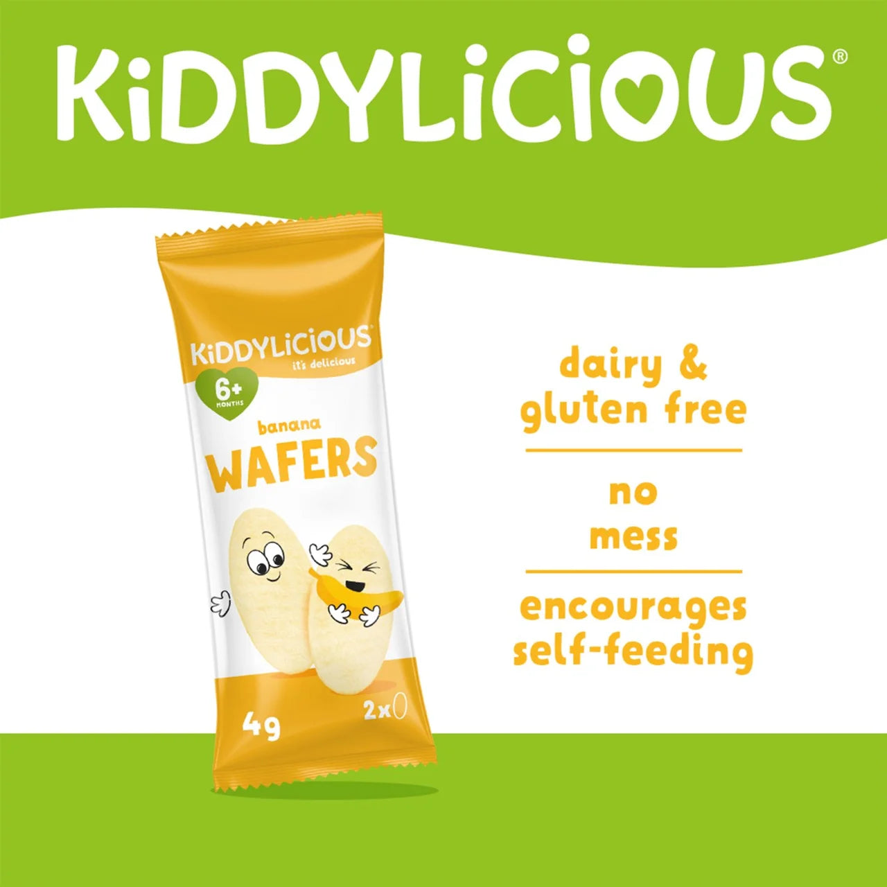 Kiddylicious Banana Maxi Wafers Baby Snacks Multi 10 x 4g