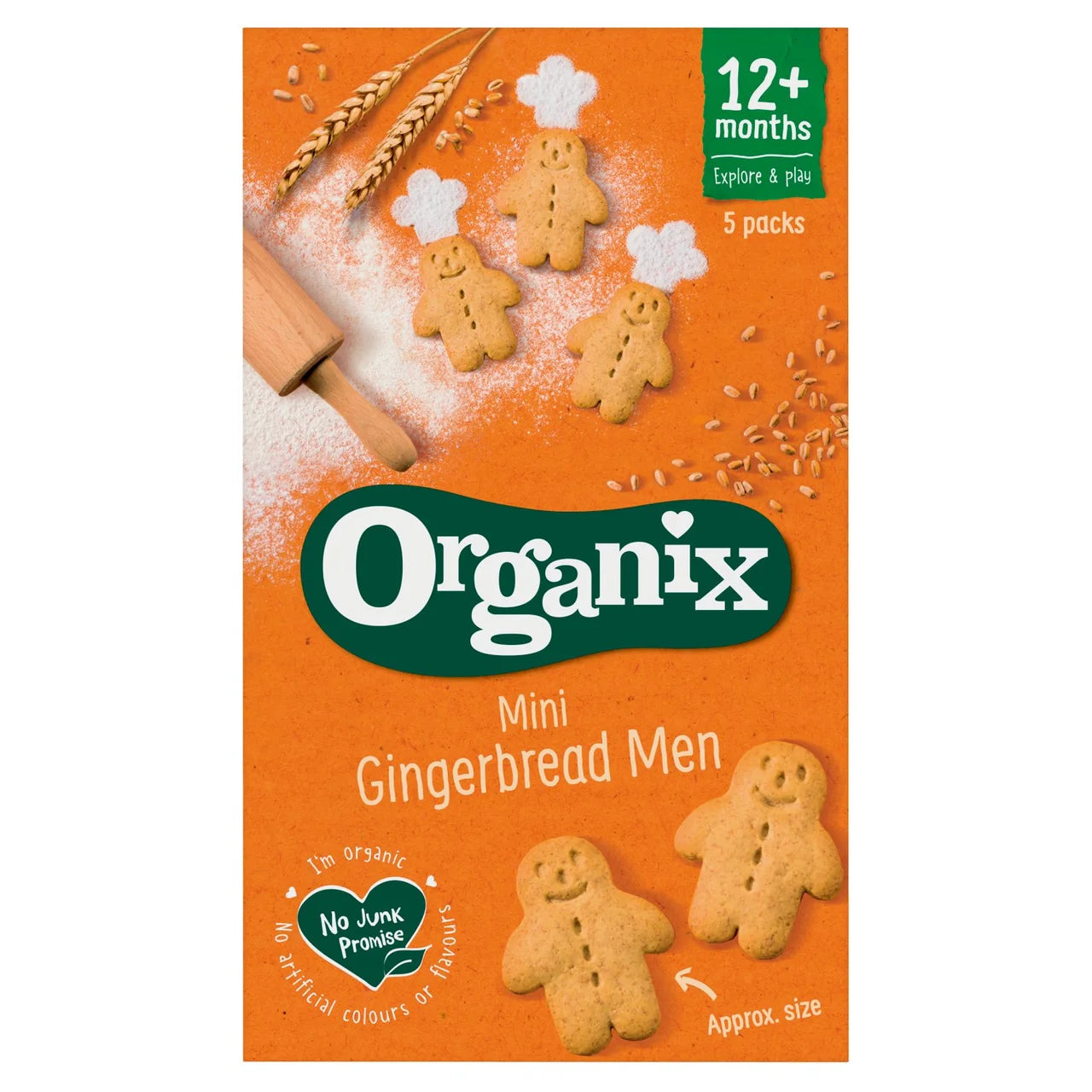 Organix Mini Gingerbread Men Biscuits Toddler Snack Multipack 12+ Months 5 x 20g