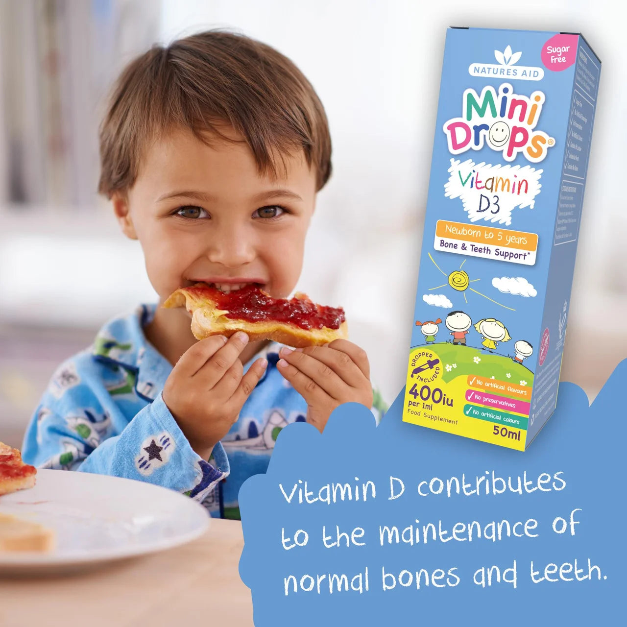 Natures Aid Infant's & Kid's Vitamin D3 Supplement Mini Drops Newborn-5yrs 50ml