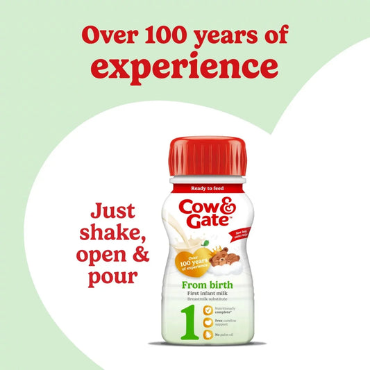 Cow & Gate 1 First Infant Baby Milk Formula Liquid Ready to Feed from Birth 6 x 200ml