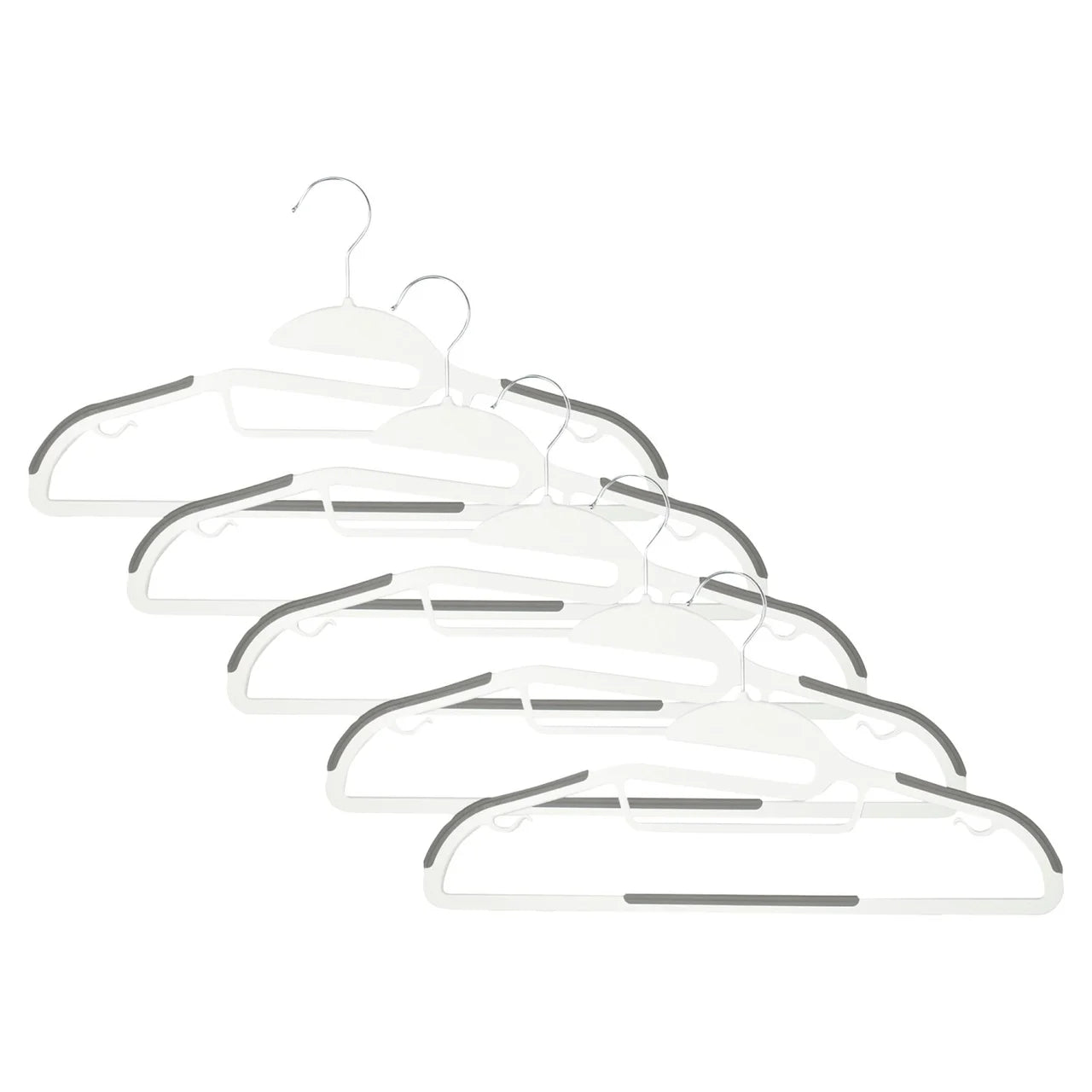 Non-Slip Plastic Clothes Dress Suit Hangers, White & Grey, 5pk
