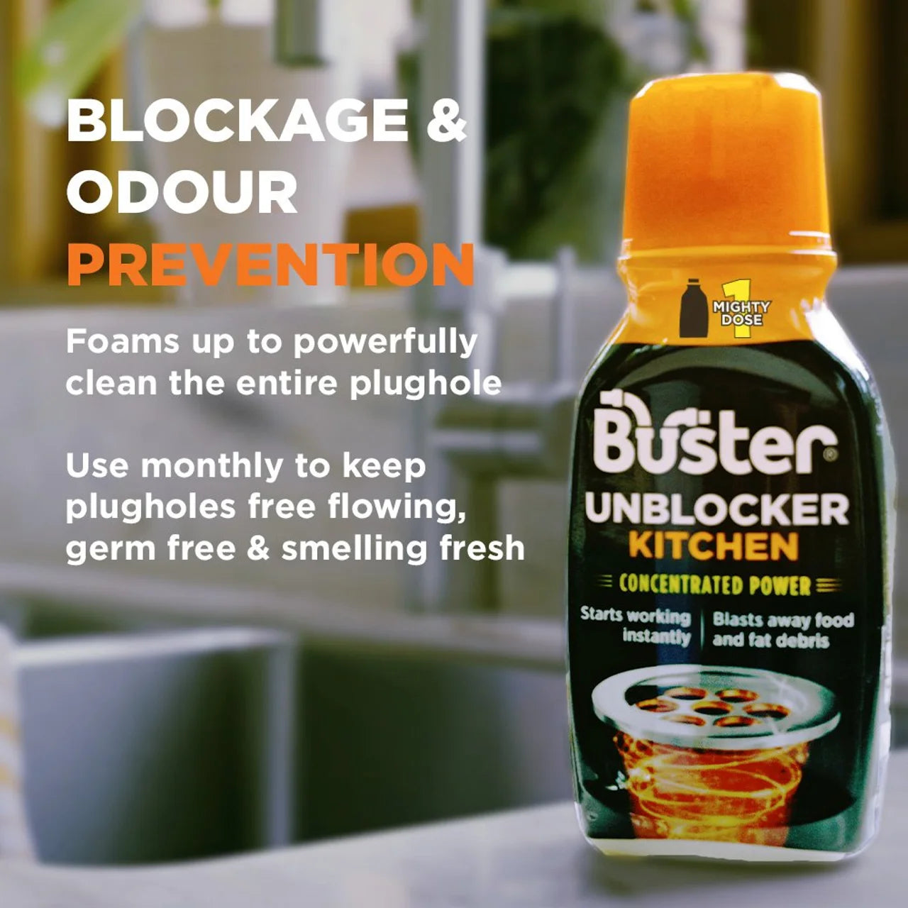 Buster Kitchen Drain Unblocker Mighty 1 Dose 150ml