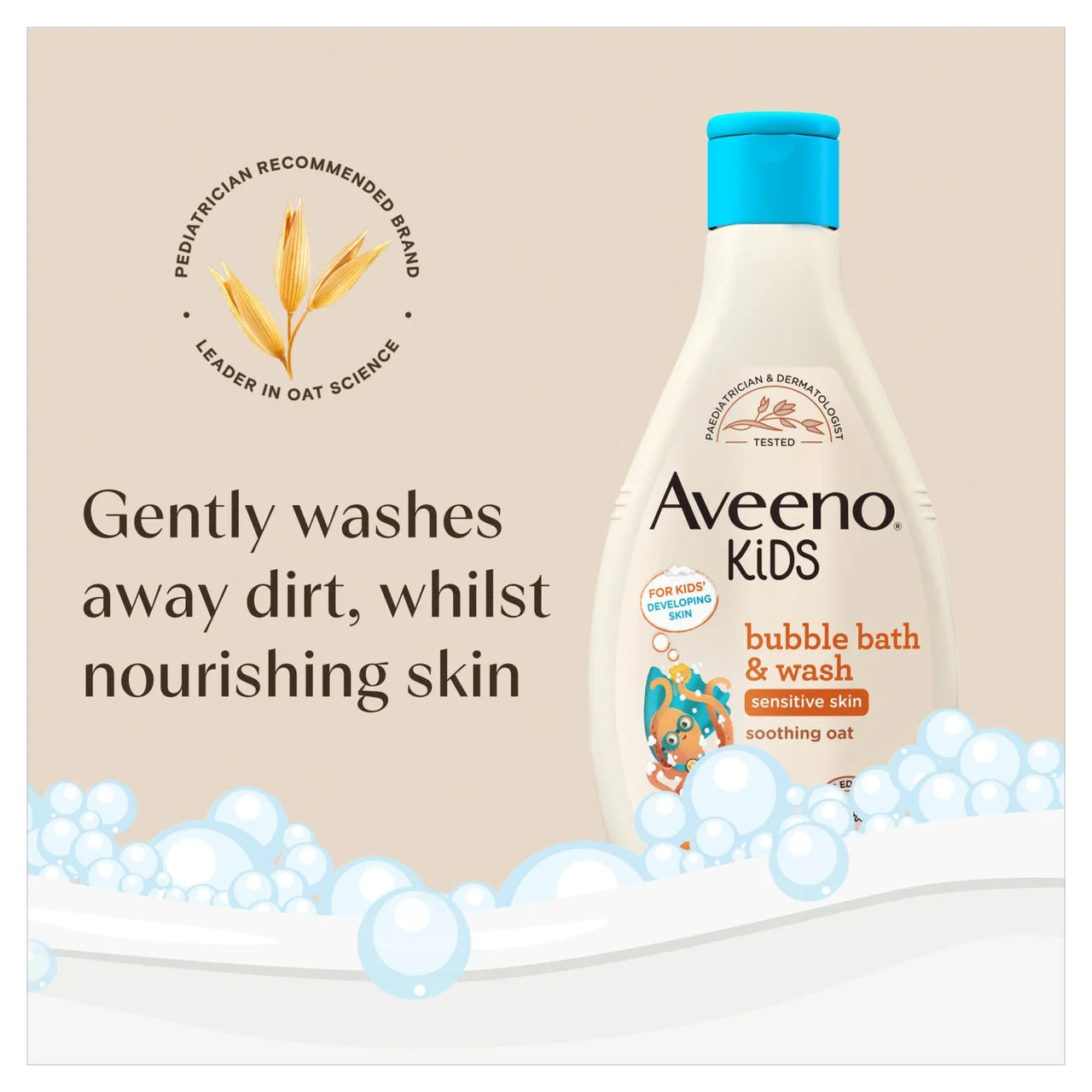 Aveeno Kids Bubble Bath and Wash with Soothing Oat for Sensitive Skin 250ml