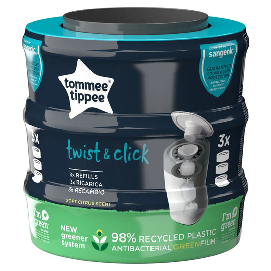Tommee Tippee Twist & Click Nappy Bin Refill Cassettes 3 per pack