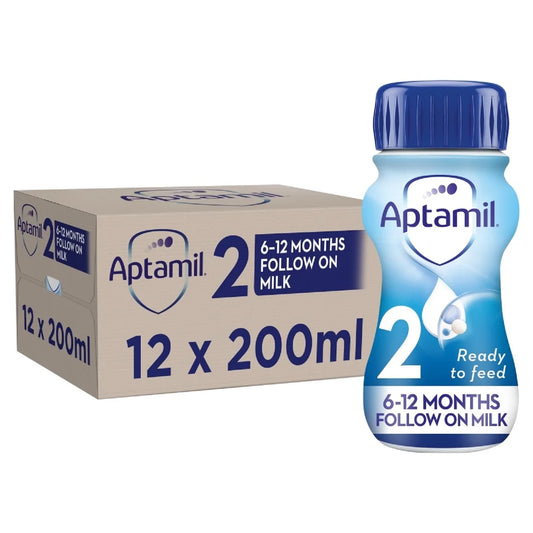 Aptamil 2 Follow On Baby Milk Formula Liquid Ready to Feed 6-12 Months , 12 x 200ml