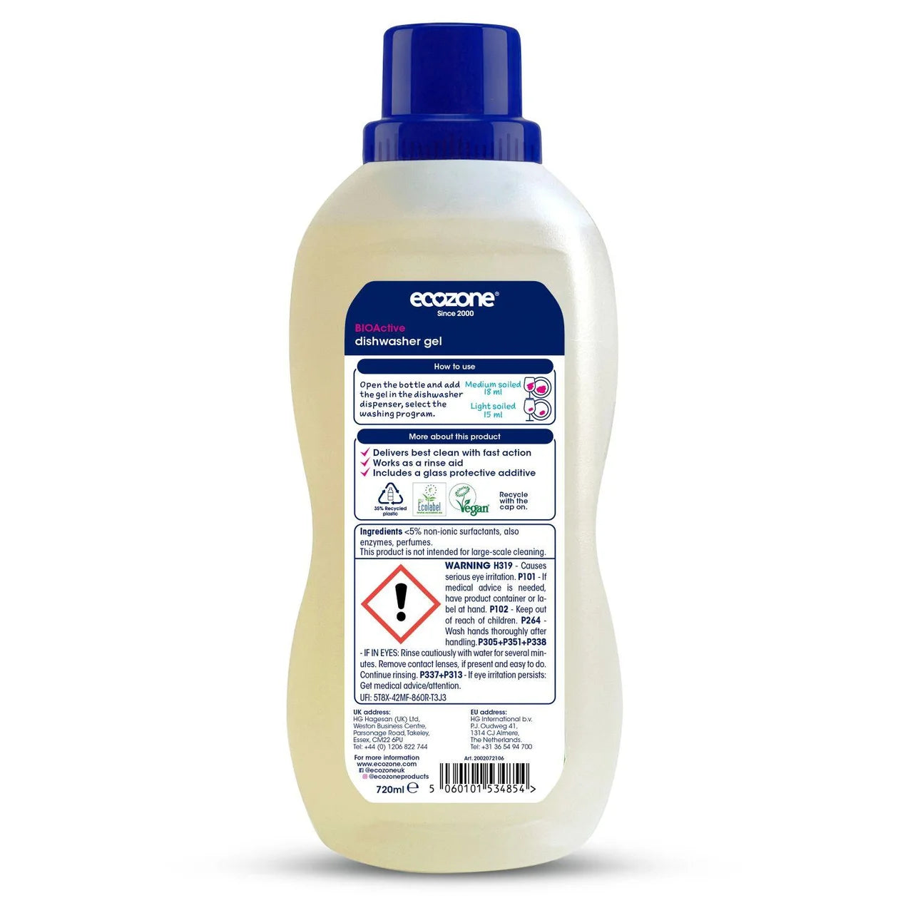 Ecozone BIOActive dishwasher gel 720ml