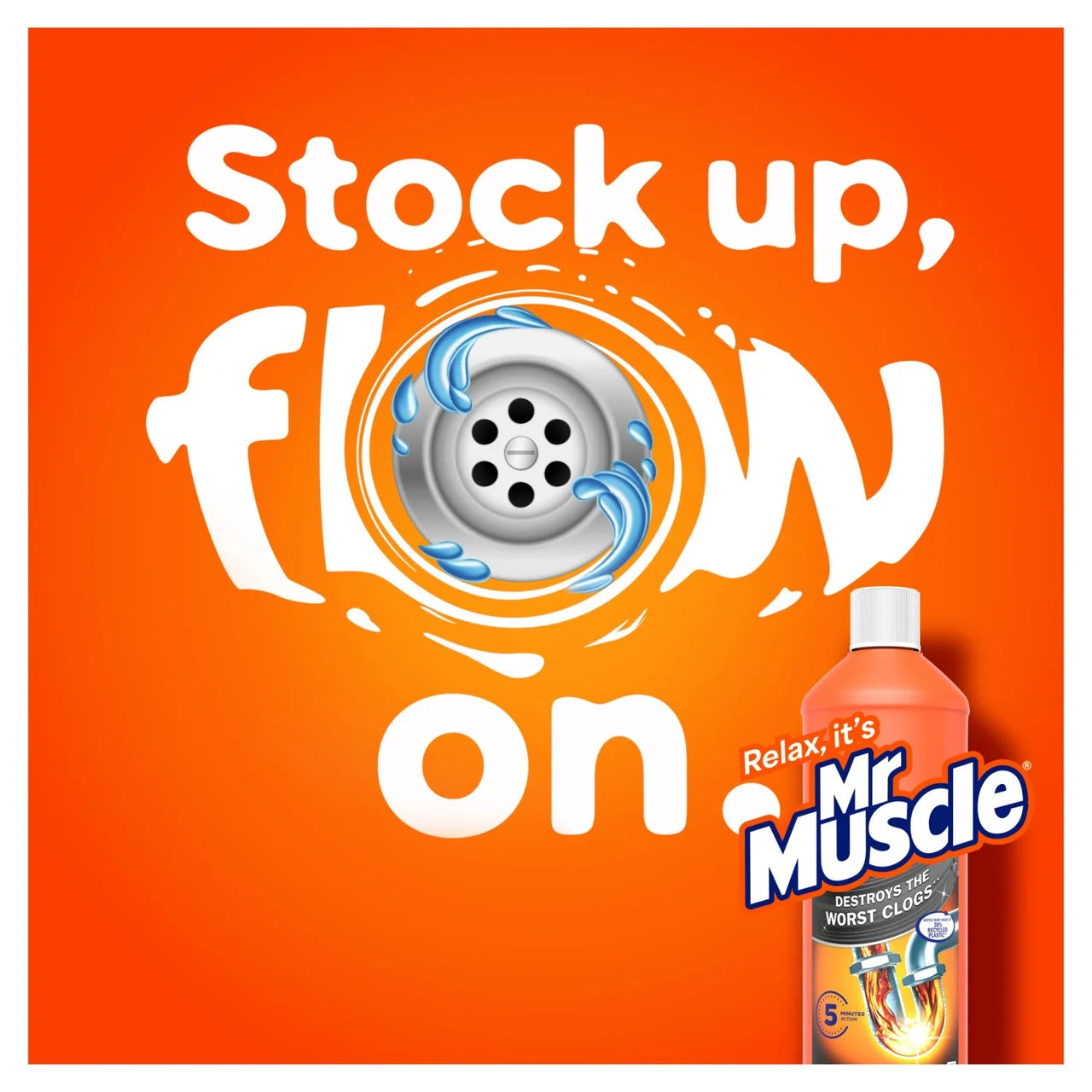 Mr Muscle Power Gel Drain & Sink Unblocker Twin Pack 2 x 1L