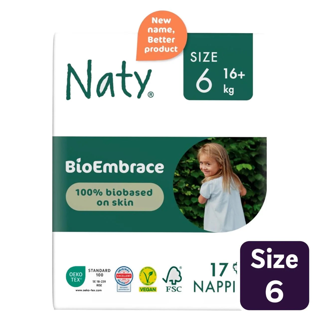 Naty BioEmbrace Nappies Size 6 (16kg+) 17 per pack