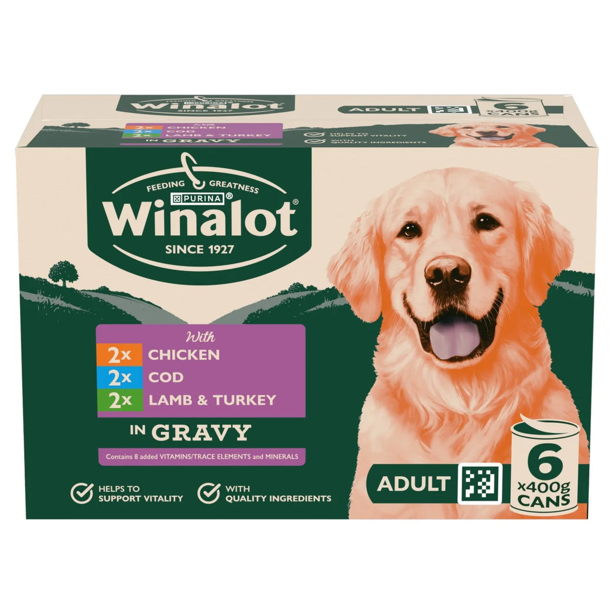 Winalot Cod in Gravy Wet Dog Food 6 x 400g
