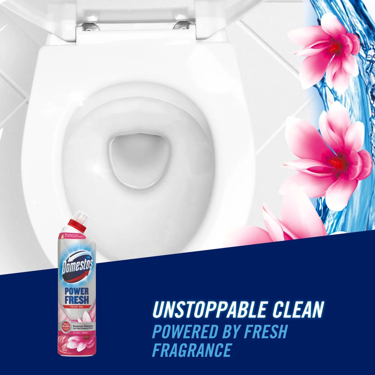Domestos Power Fresh Gel Toilet Cleaner Floral Fresh 750ml