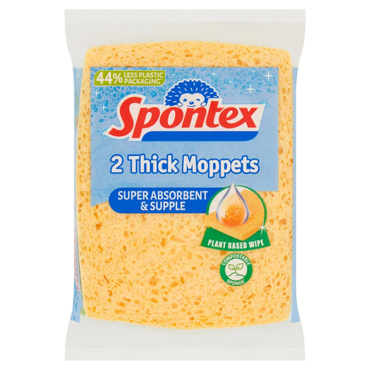 Spontex Thick Sponge Cleaning Wipes Super Absorbent 2 per pack