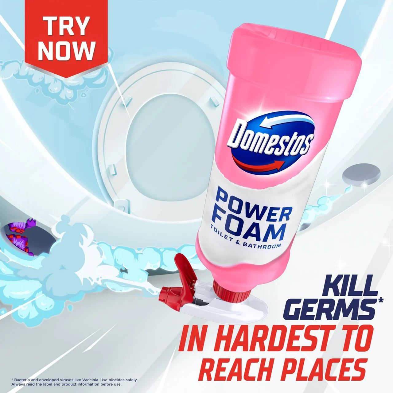 Domestos Power Foam Toilet & Bathroom Cleaner Spray Floral Burst 450ml