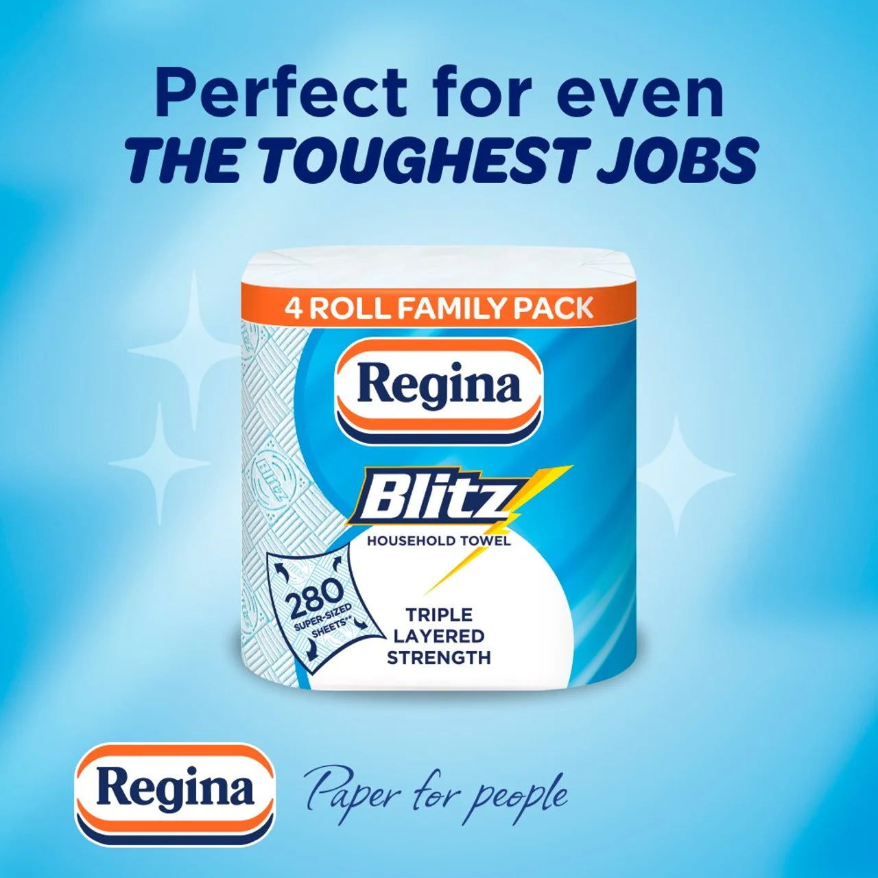 Regina Blitz Kitchen Roll 280 Supersized Sheets 4 Roll