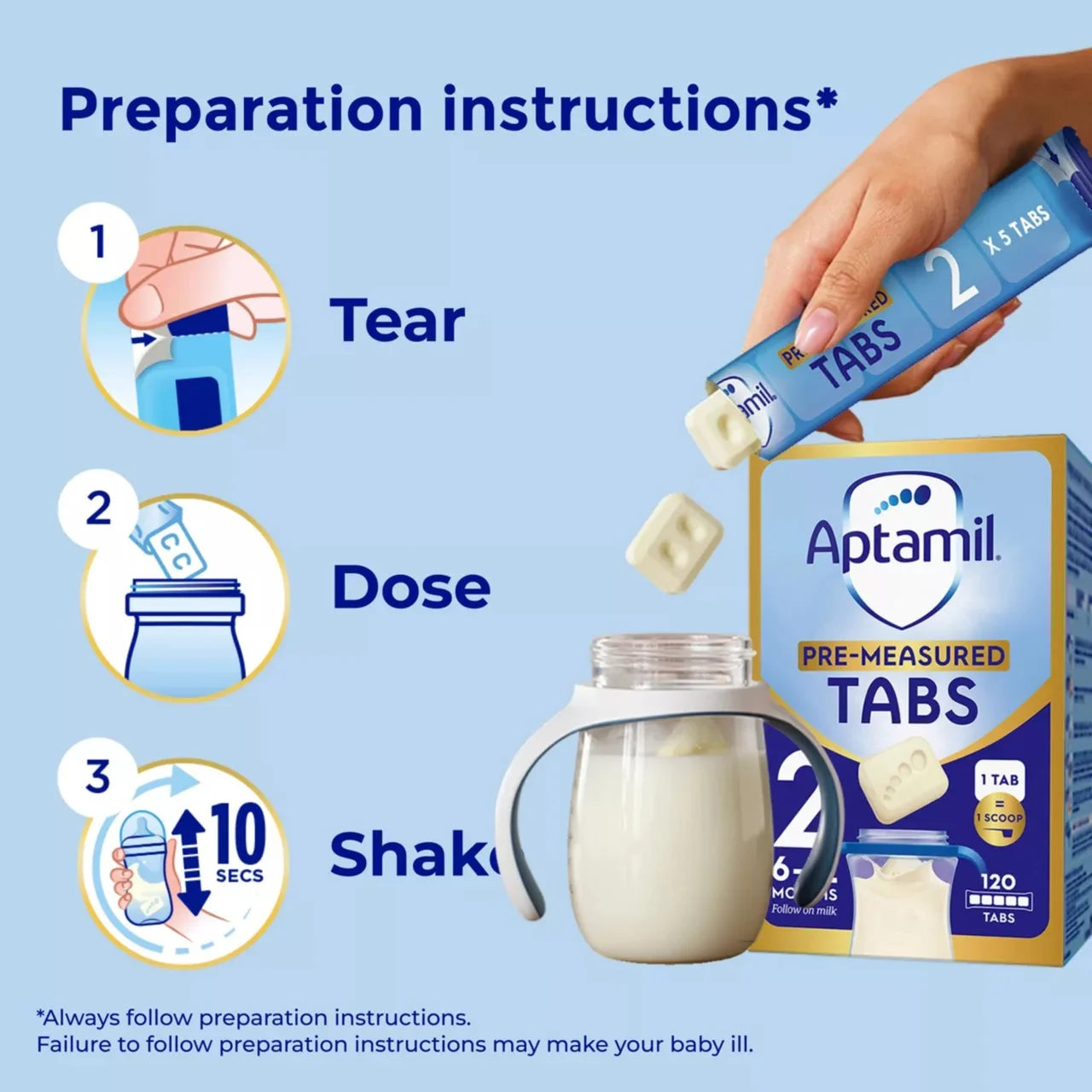Aptamil 2 Follow On Baby Milk Formula Tabs 6-12 Months , 120 per pack