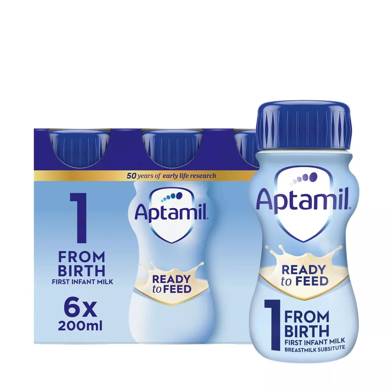 Aptamil 1 First Infant Baby Milk Formula Liquid Ready to Feed from Birth 6 x 200ml
