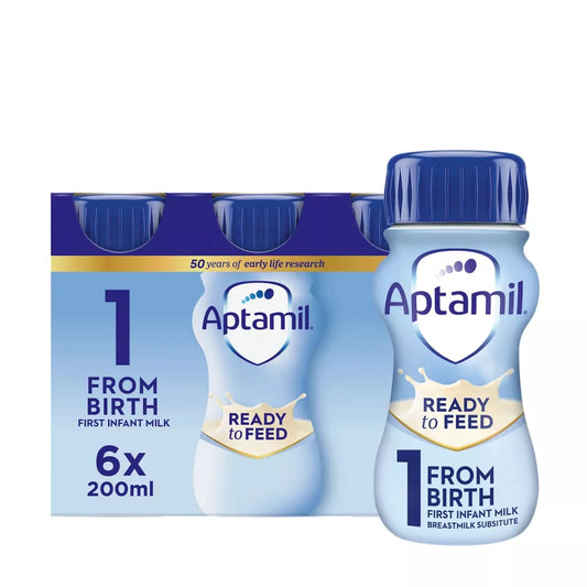 Aptamil 1 First Infant Baby Milk Formula Liquid Ready to Feed from Birth 6 x 200ml