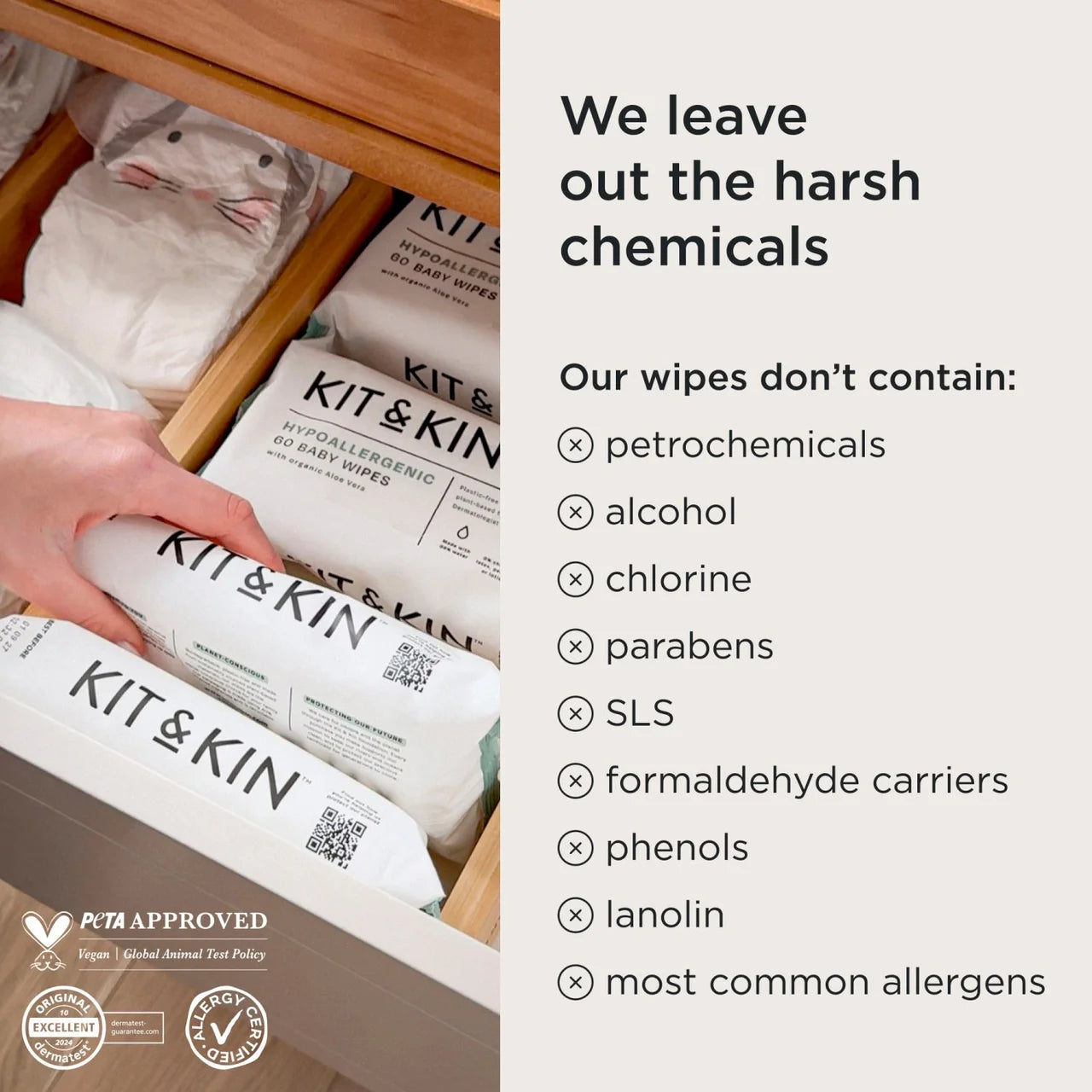 Kit & Kin Hypoallergenic Baby Wipes Multipack 10 x 60 per pack