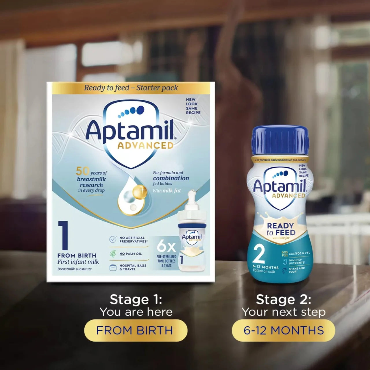 Aptamil Advanced 1 First Formula Baby Milk Liquid Starter Pack from Birth 6 x 70ml