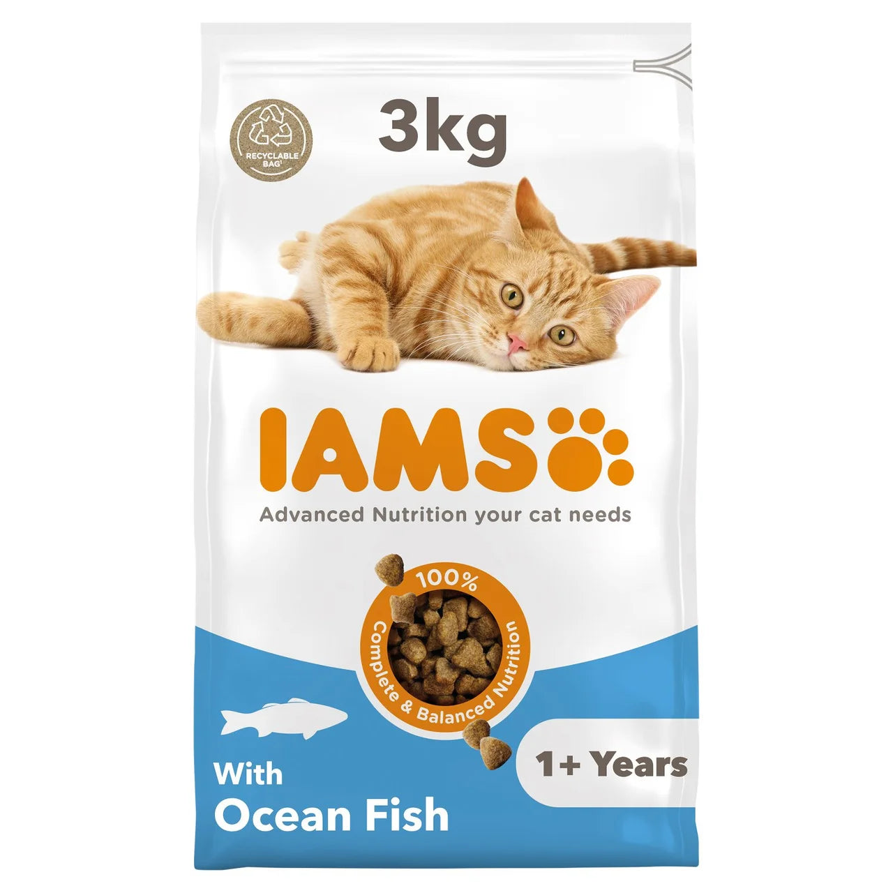 IAMS Adult Dry Cat Food Ocean Fish 3kg