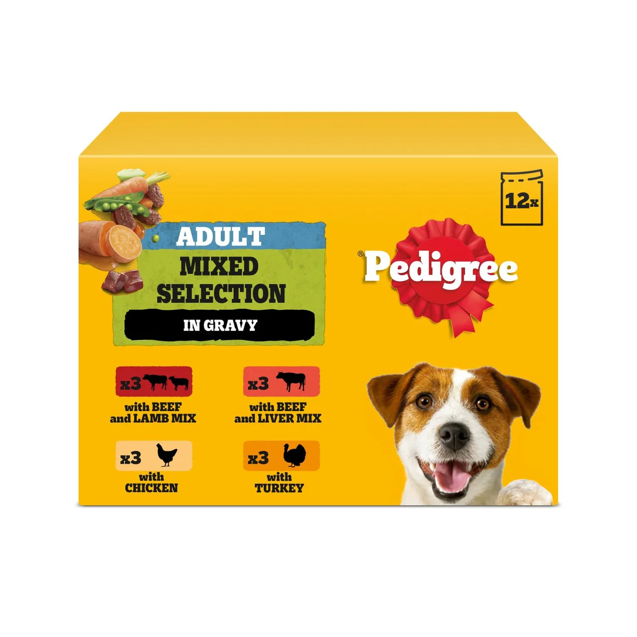 Pedigree Adult Wet Dog Food Pouches Mixed Selection in Gravy 12x100g
