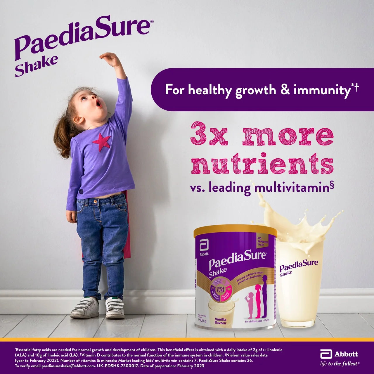 PaediaSure Shake, Vanilla Nutritional Supplement Powder, 1-10 Yrs 400g