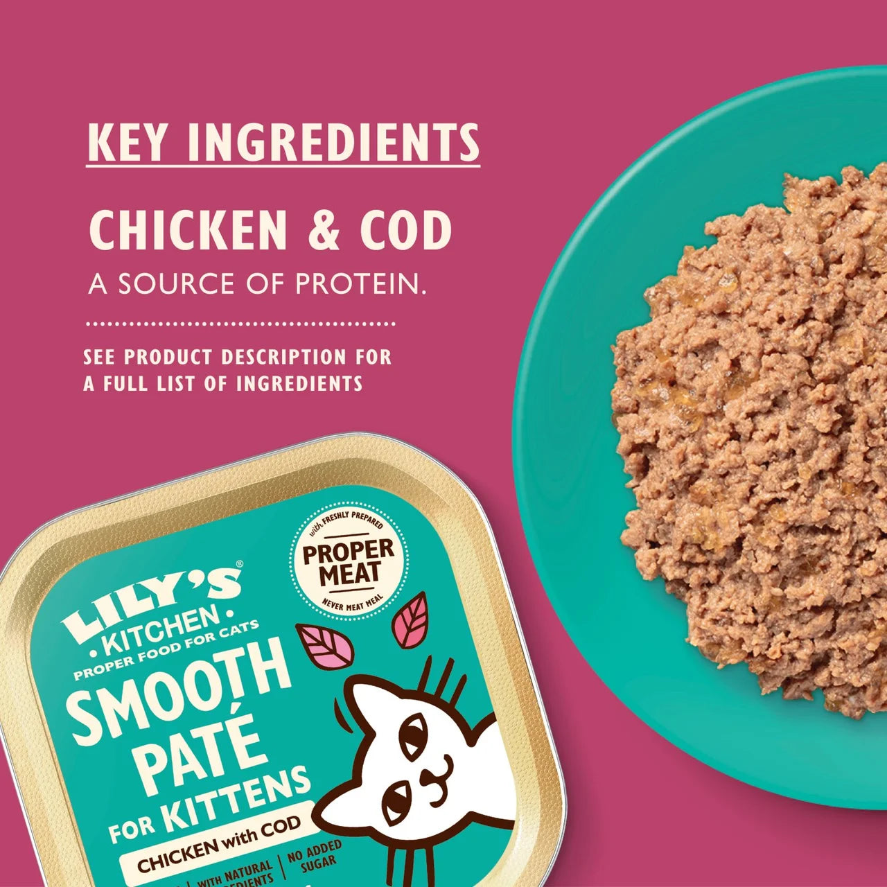 Lily's Kitchen Cat Smooth Chicken & Cod Pate for Kittens 85g