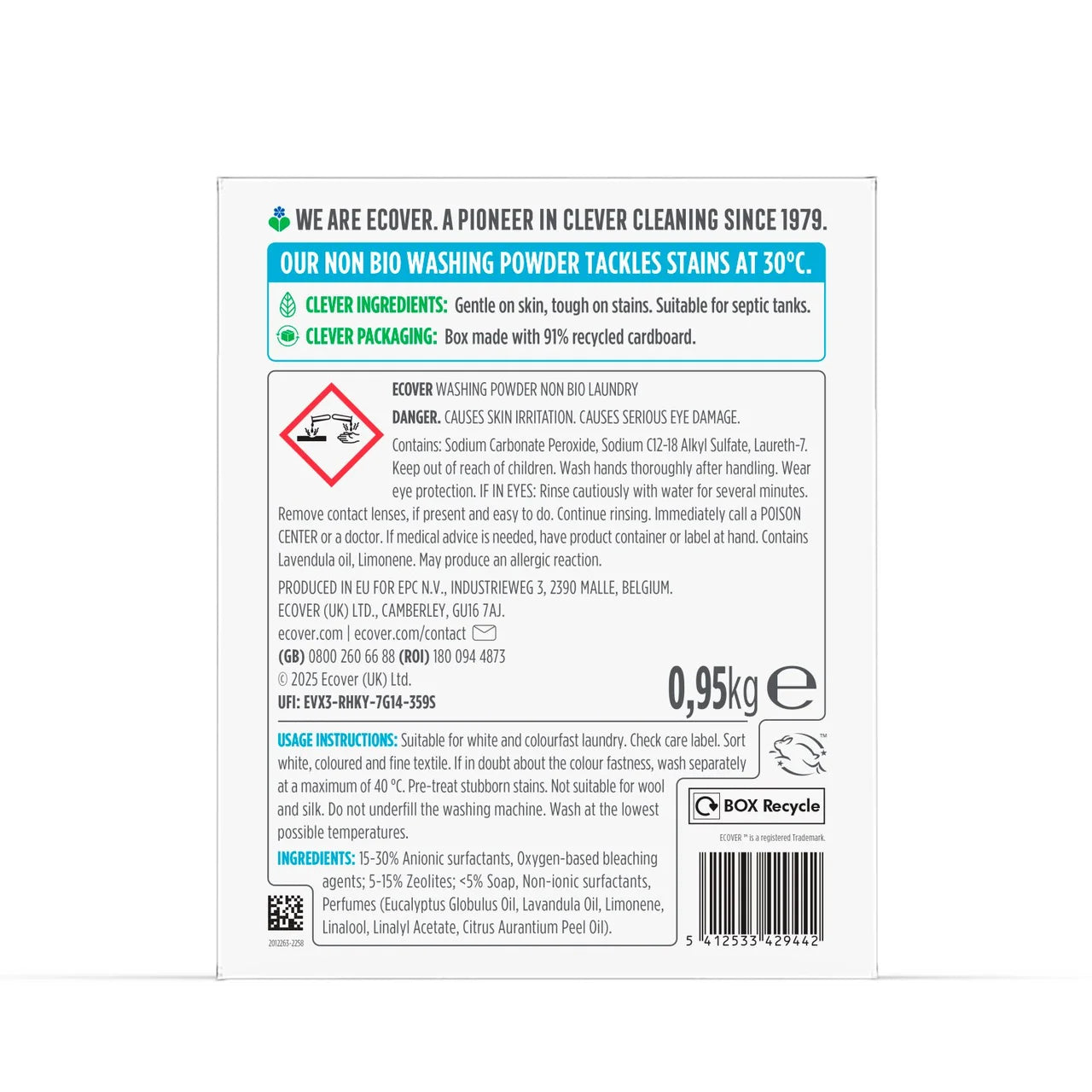 Ecover Concentrated Non Bio Laundry Powder 19 Washes 950g