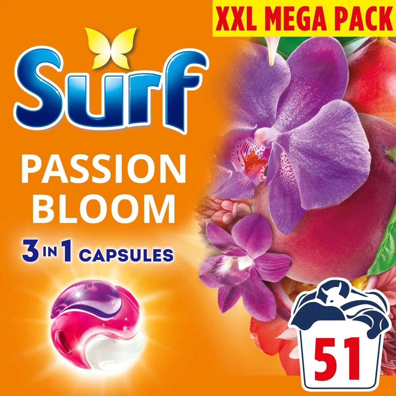 Surf Passion Bloom 3 in 1 Laundry Washing Detergent Capsules 51 Washes