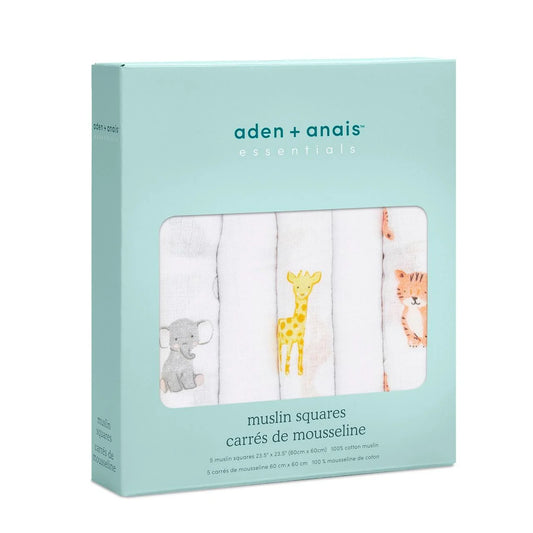 Aden + Anais Muslin Squares Safari Babes 5 per pack
