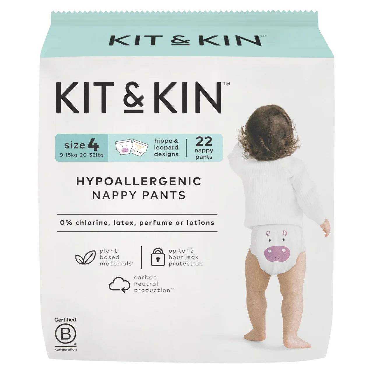 Kit & Kin Hypoallergenic Nappy Pants Size 4 (9-15kg) 22 per pack