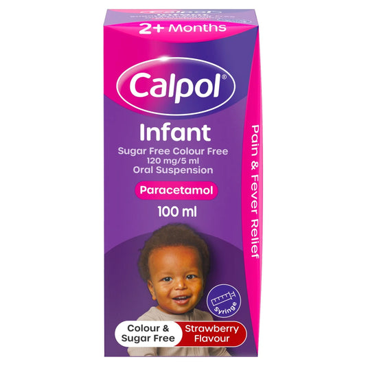 Calpol Infant Sugar Free & Colour Free Oral Suspension Strawberry 2+ Months 100ml