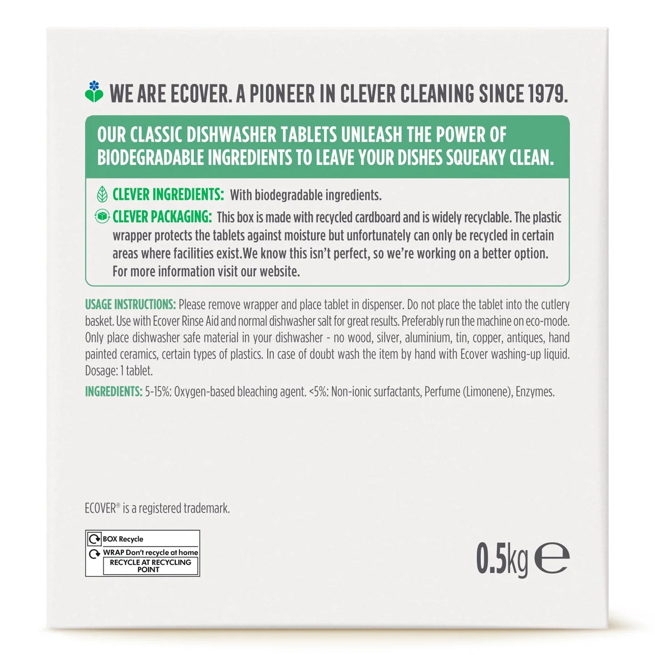Ecover Classic Dishwasher Tablets 25 per pack