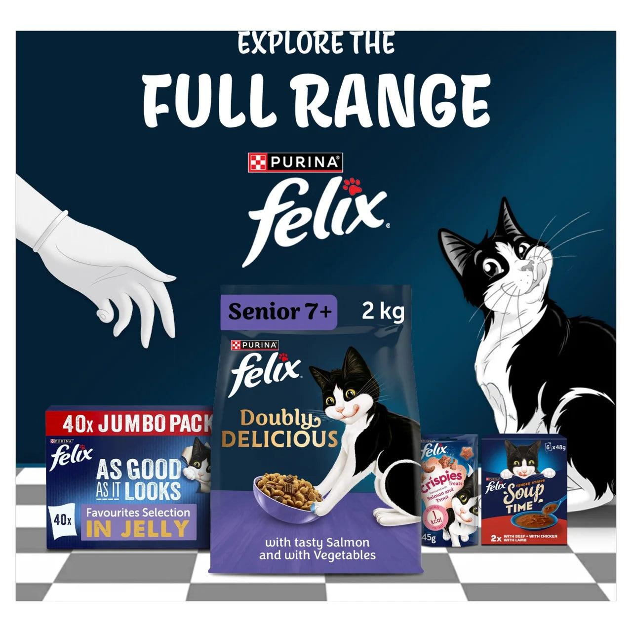 Felix Doubly Delicious Senior 7+ Salmon & Vegetables Dry Cat Food 750g