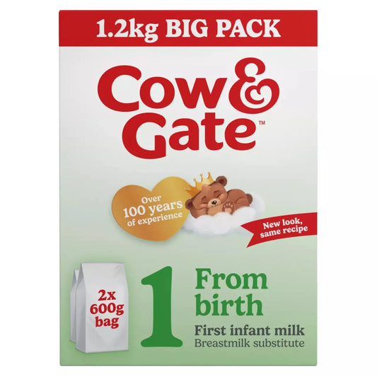 Cow & Gate 1 First Infant Baby Milk Formula Powder from Birth Big Pack 2 x 600g
