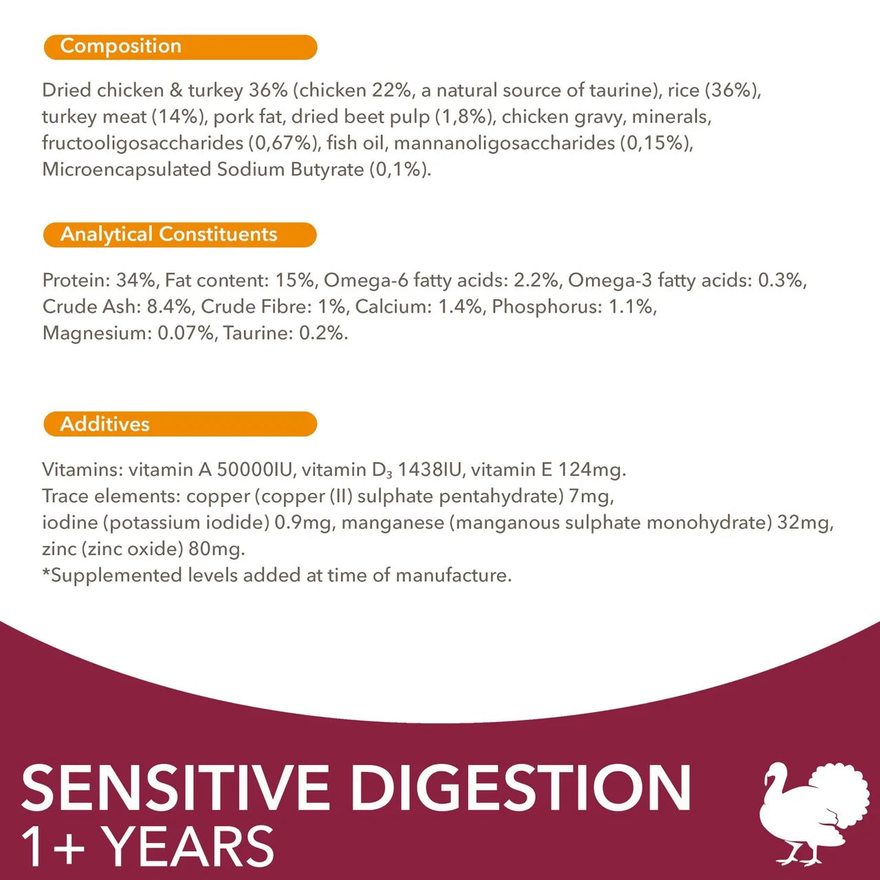 IAMS 1+ Years Sensitive Digestion Dry Cat Food Turkey 3kg